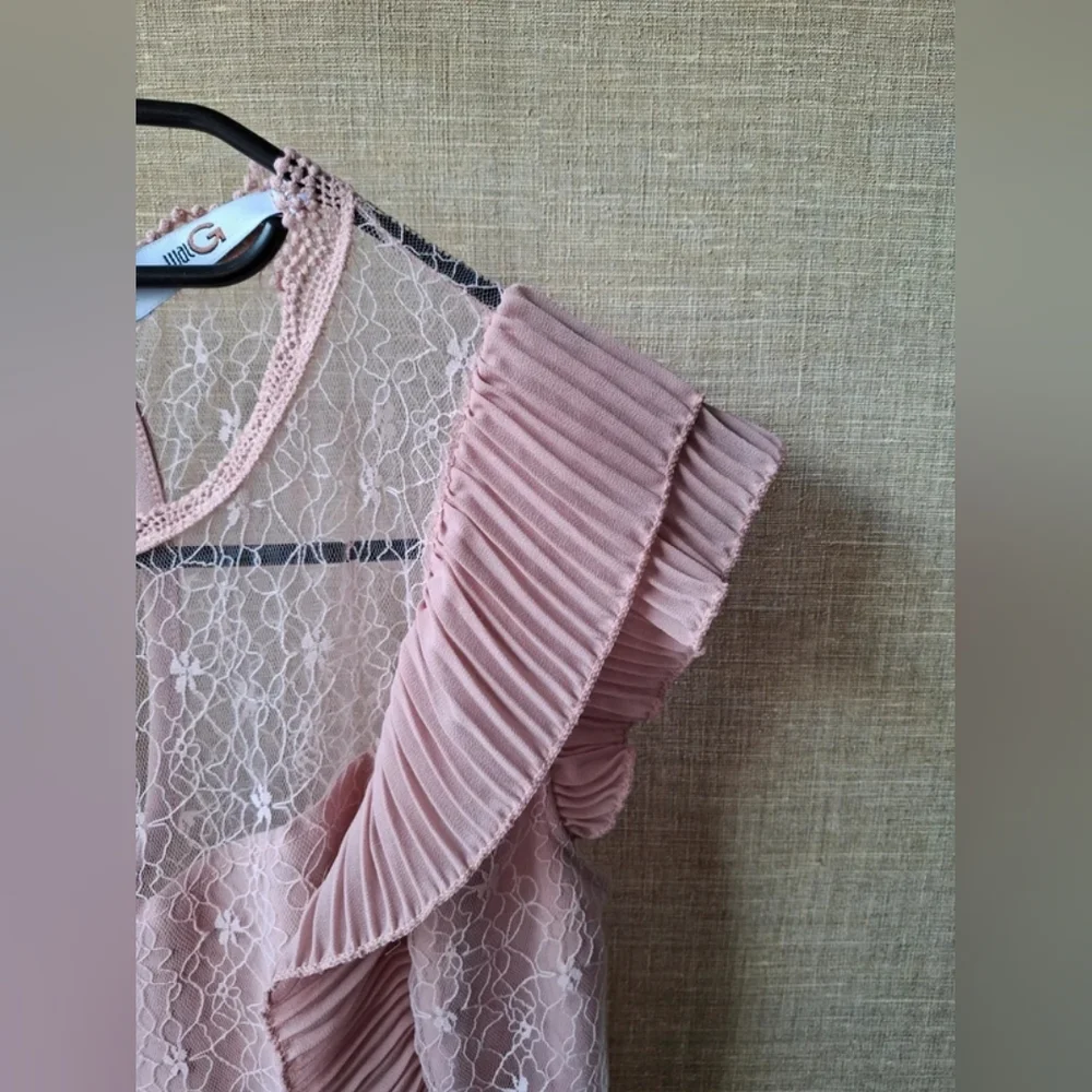 Pink Lace Ruffle Dress - Picture 4 of 5